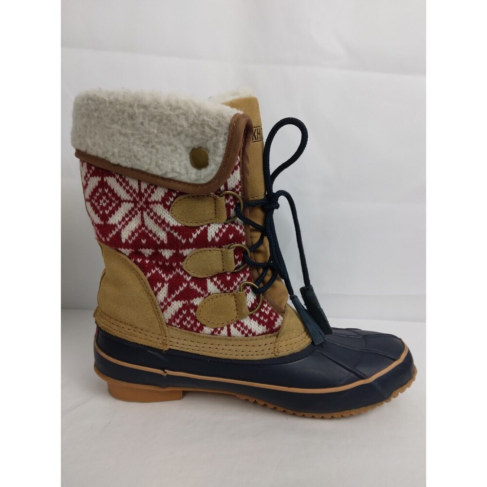 KHOMBU MAYA Suede Lace Up Faux Fur Lined Winter Duck Boots Brown Womens Size 8 M - Picture 10 of 12